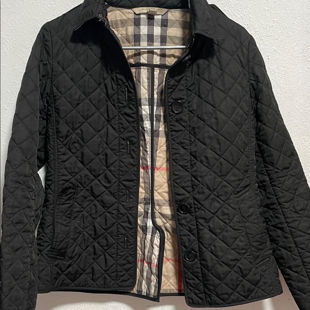 Burberry Black Quilted Jacket with Check Lining